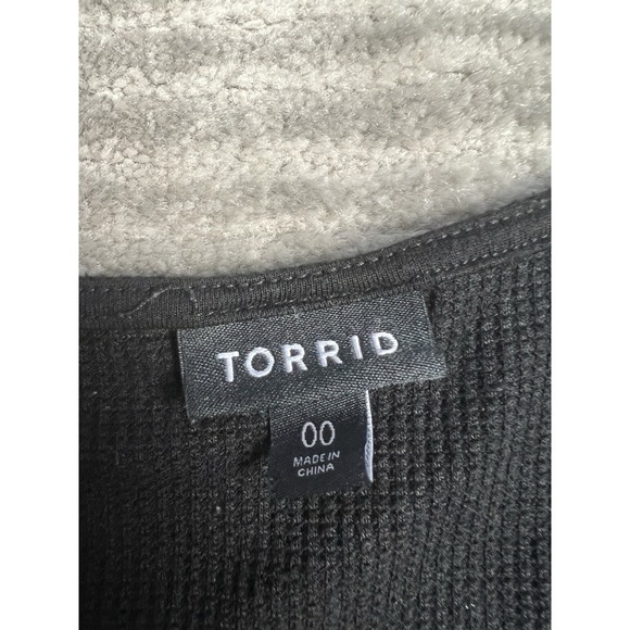 Torrid Dress Womens 00 Black Long Sleeve Mini Waffle Knit Polyester Blend Pocket - Picture 11 of 14